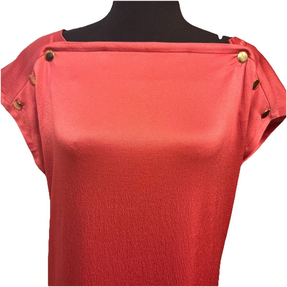 Diane Von Furstenberg Dress 4 Silk Shift Dress FLAW Read Salmon Pink Office Chic - Picture 3 of 12